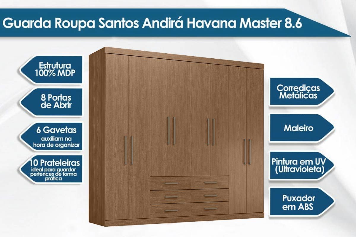 Guarda Roupa Casal 8 Portas Master S. Andirá Guarda Roupa Casal 8 Portas Master S. Andirá