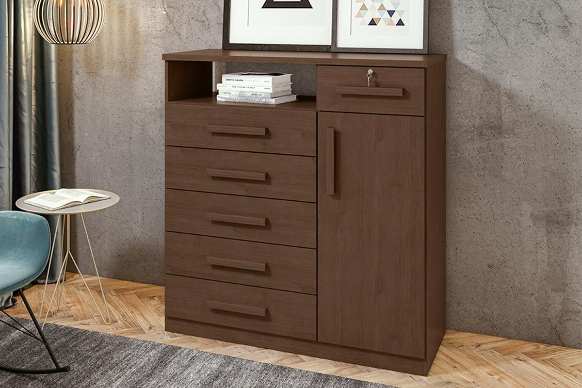 Cômoda Da Vinci New c/1 Porta 1 Nicho e 6 Gavetas Lopas Cômoda Da Vinci New c/1 Porta 1 Nicho e 6 Gavetas Lopas