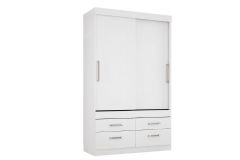 Guarda Roupa Solteiro 2 Portas de Correr e 4 Gavetas Click 2.4 - Santos Andirá - Branco