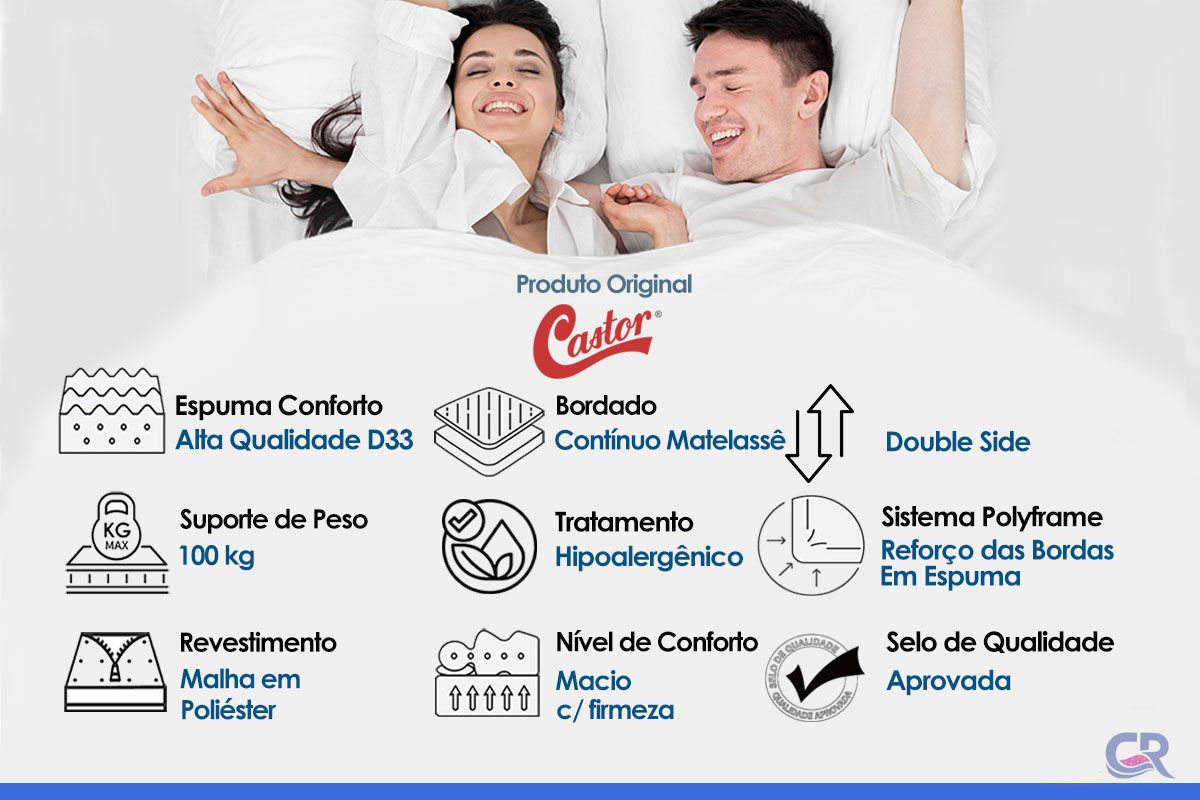 Cama Box CRC +Colchão Espuma D33 Sleep Max Castor
