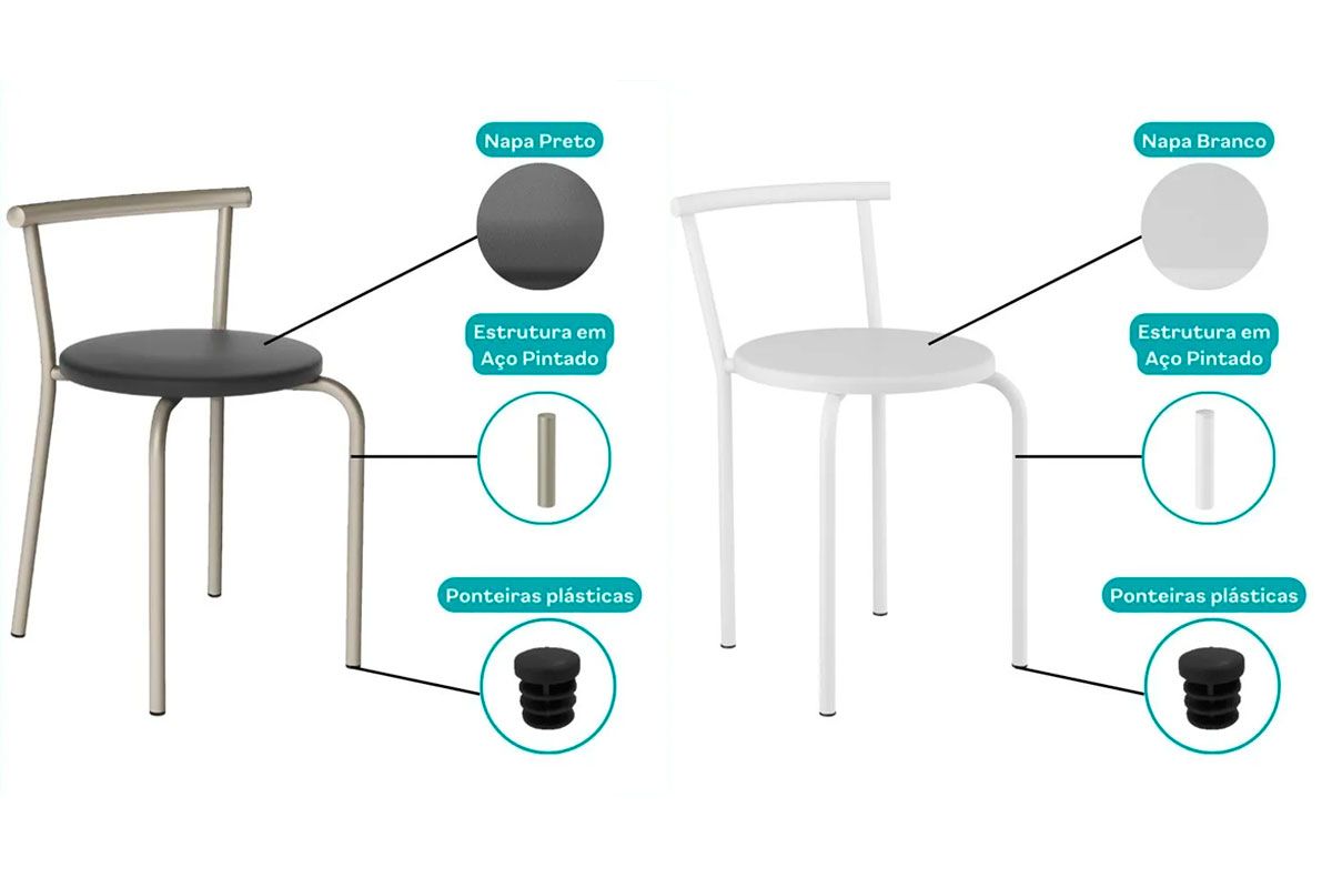 Banqueta Sala de Jantar 105 Aço Kit 2Un Carraro Banqueta Sala de Jantar 105 Aço Kit 2Un Carraro