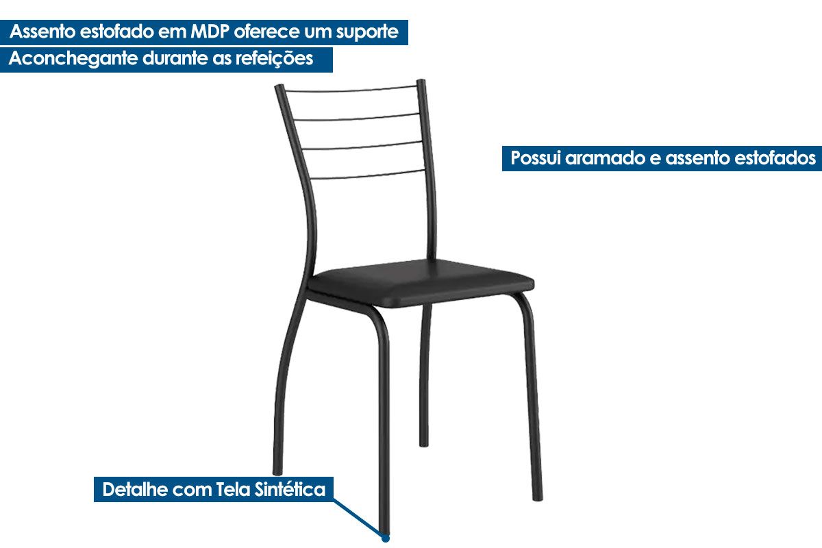 Cadeira Jantar 1700 Kit Aço 2Un Carraro Cadeira Jantar 1700 Kit Aço 2Un Carraro