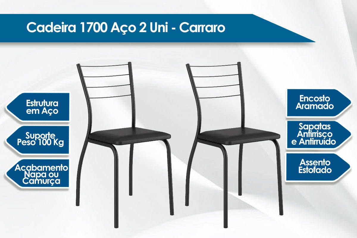 Cadeira Jantar 1700 Kit Aço 2Un Carraro Cadeira Jantar 1700 Kit Aço 2Un Carraro