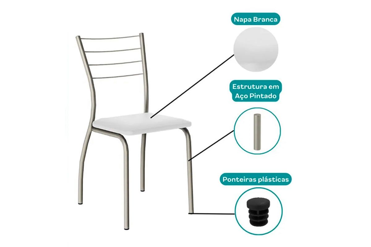 Cadeira Jantar 1700 Kit Aço 2Un Carraro Cadeira Jantar 1700 Kit Aço 2Un Carraro