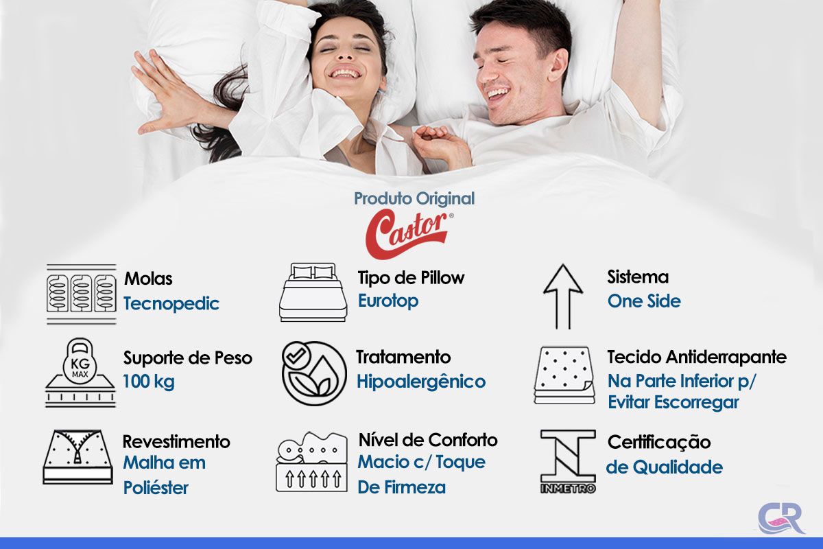 Colchão Molas Tecnopedic Castor System Class Colchão Molas Tecnopedic Castor System Class