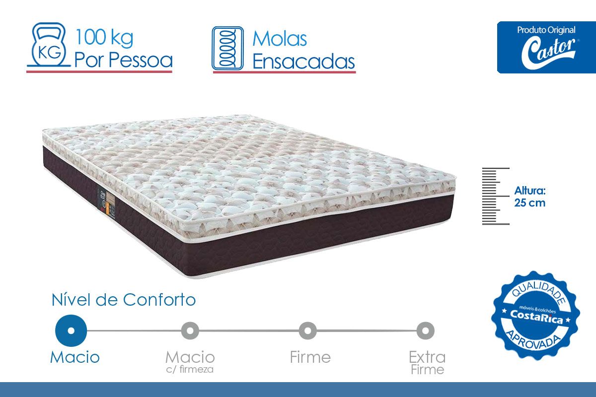 Colchão Molas Ensacadas Castor Híbrido Class Colchão Molas Ensacadas Castor Híbrido Class