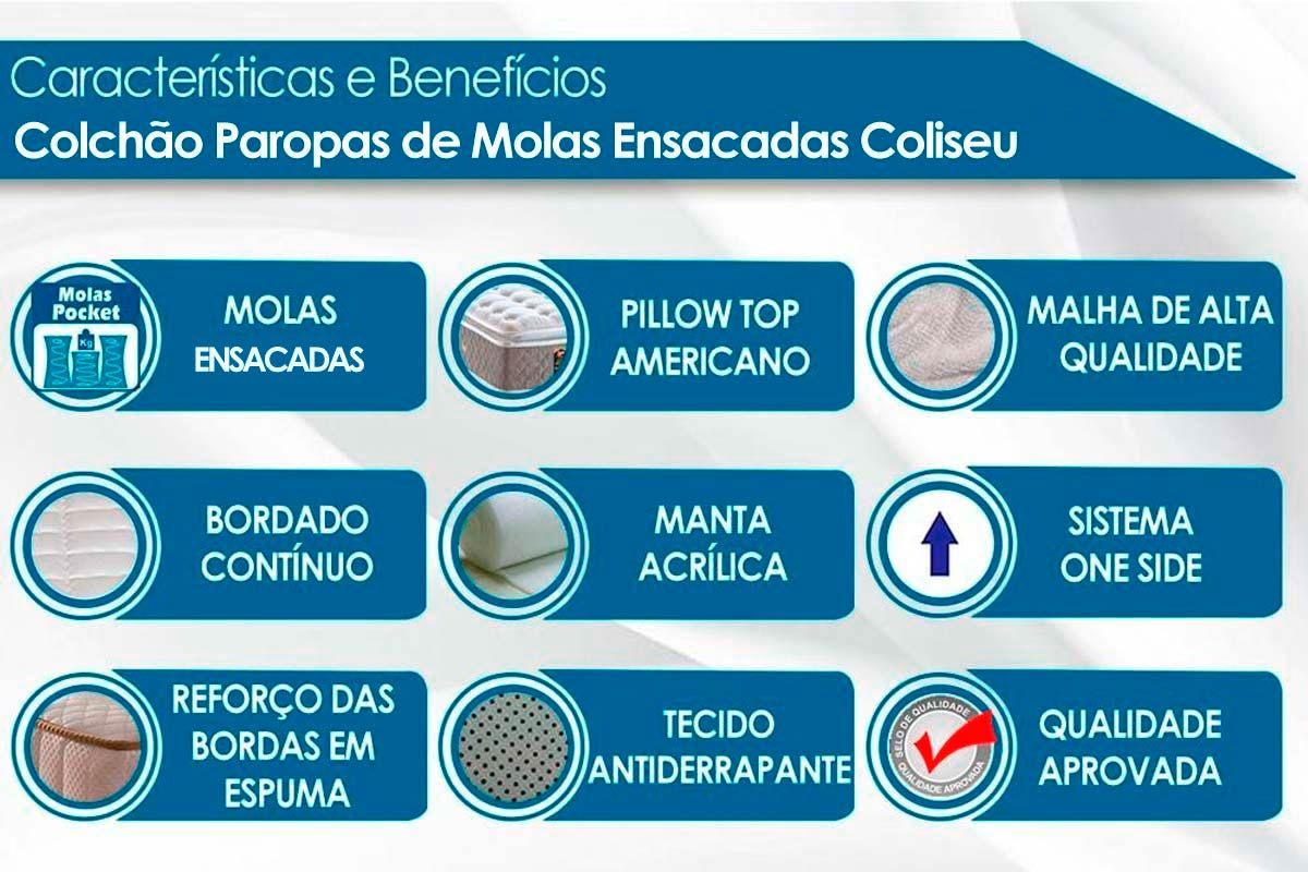 Colchão Molas Ensacadas Paropas Coliseu