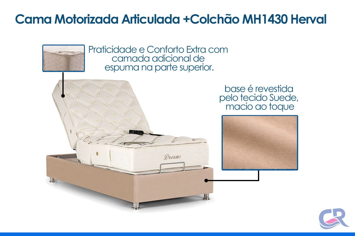 Cama Motorizada Articulada +Colchão c/Massagem MH1430 Herval