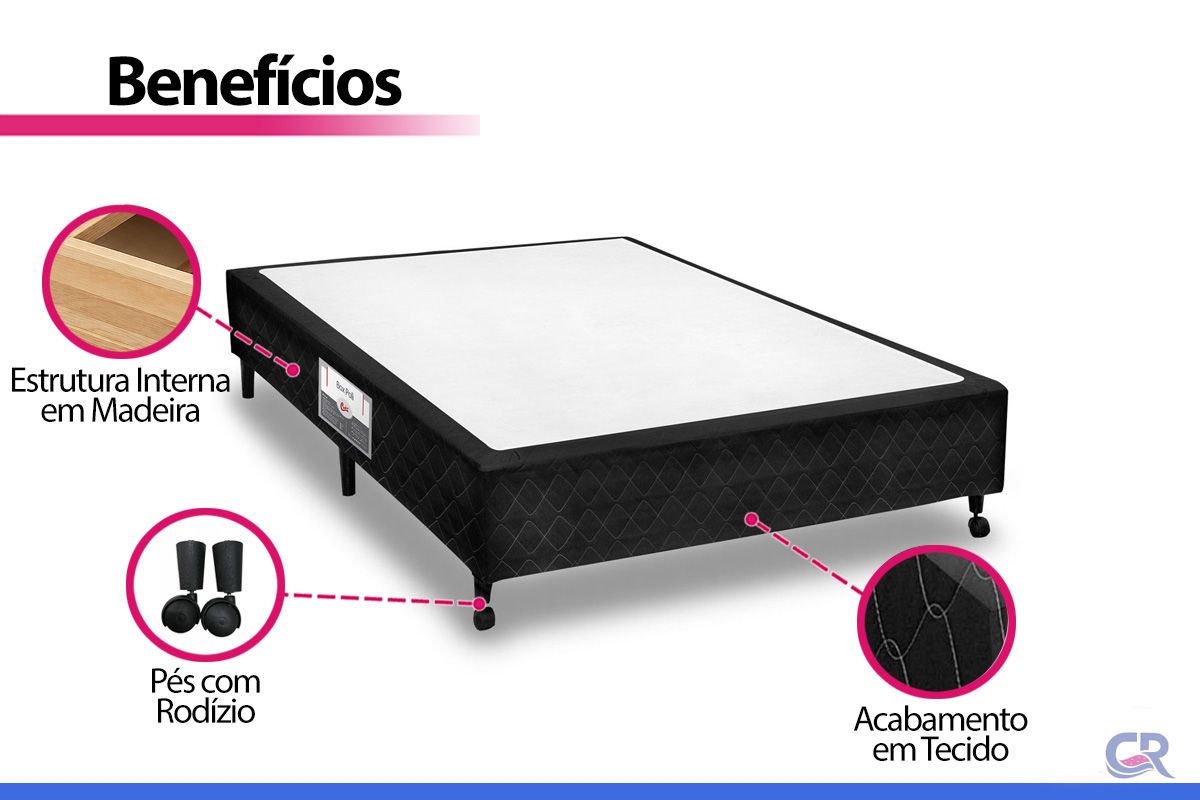 Cama Box Castor Poli Black Cama Box Castor Poli Black