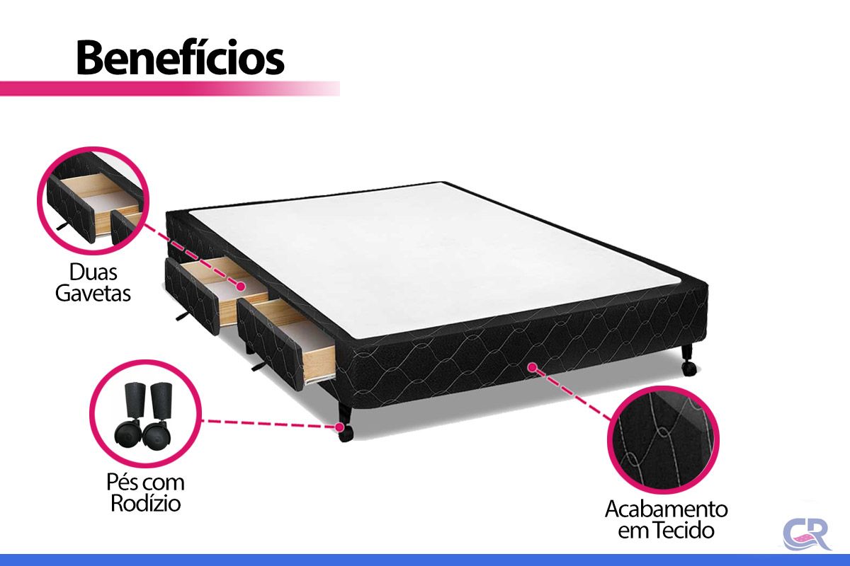 Cama Box Castor Poli Black Cama Box Castor Poli Black