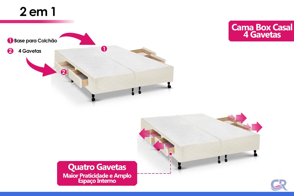 Cama Box Castor Poli Black Cama Box Castor Poli Black