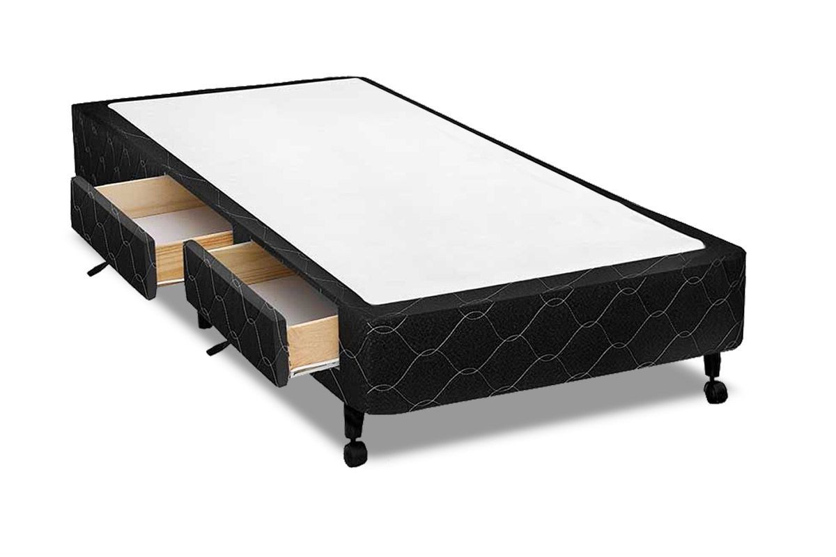 Cama Box Castor Poli Black2 Gavetas Solteiro - 78x188x27 Cama Box Castor Poli Black2 Gavetas Solteiro - 78x188x27