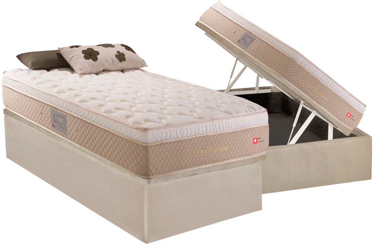 Cama Box Baú CRC +Colchão Molas Platinum Herval