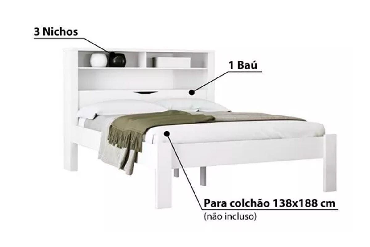 Cama de Casal Invicta c/Baú e Nichos S. Andirá Cama de Casal Invicta c/Baú e Nichos S. Andirá