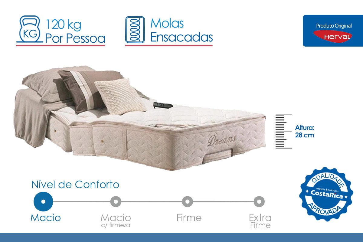 Colchão c/Massagem Herval Molas Dreams MH1430