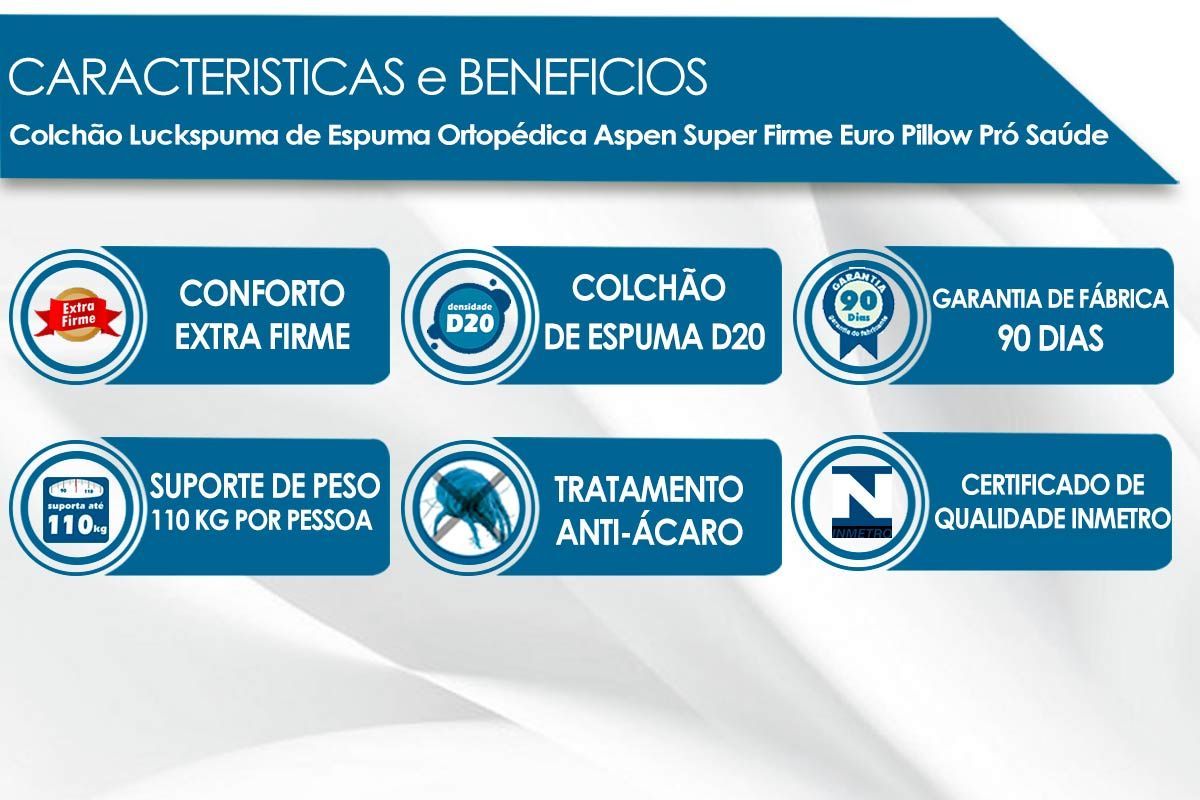 Cama Box CRC +Colchão Ortopédico D65 Aspen Luckspuma