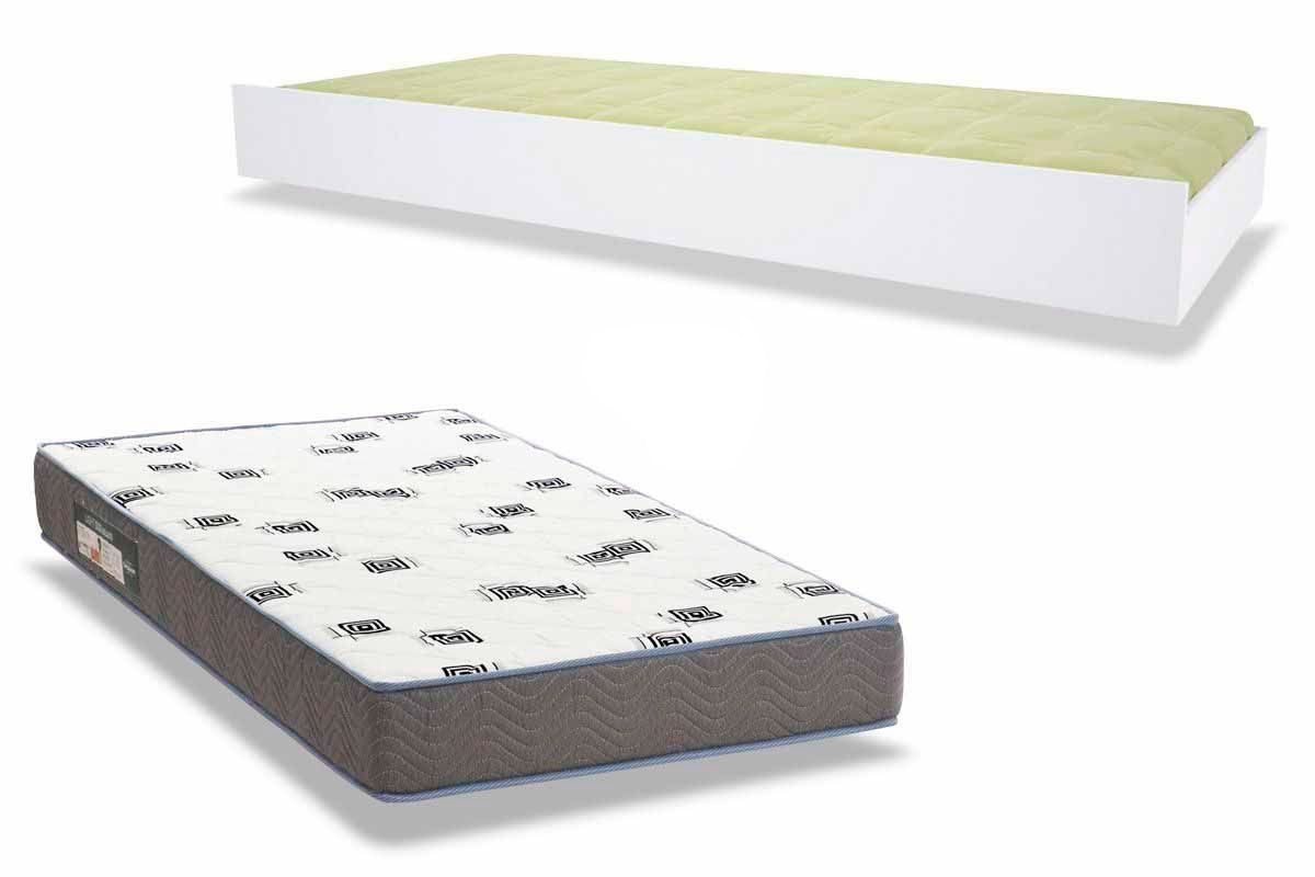 Colchão Solteiro D33 Ortobom + Cama Auxiliar Teen Aquarela