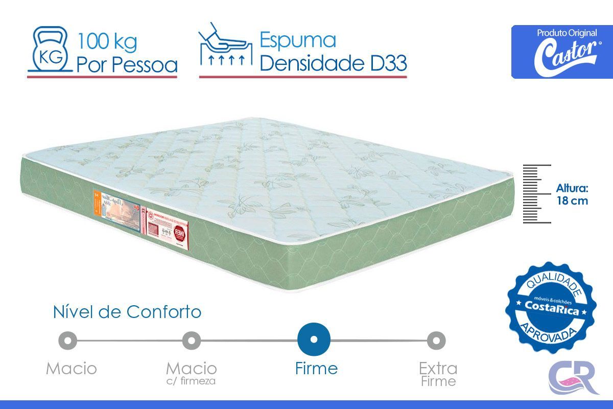 Cama Box CRC +Colchão Espuma D33 Sleep Max Castor