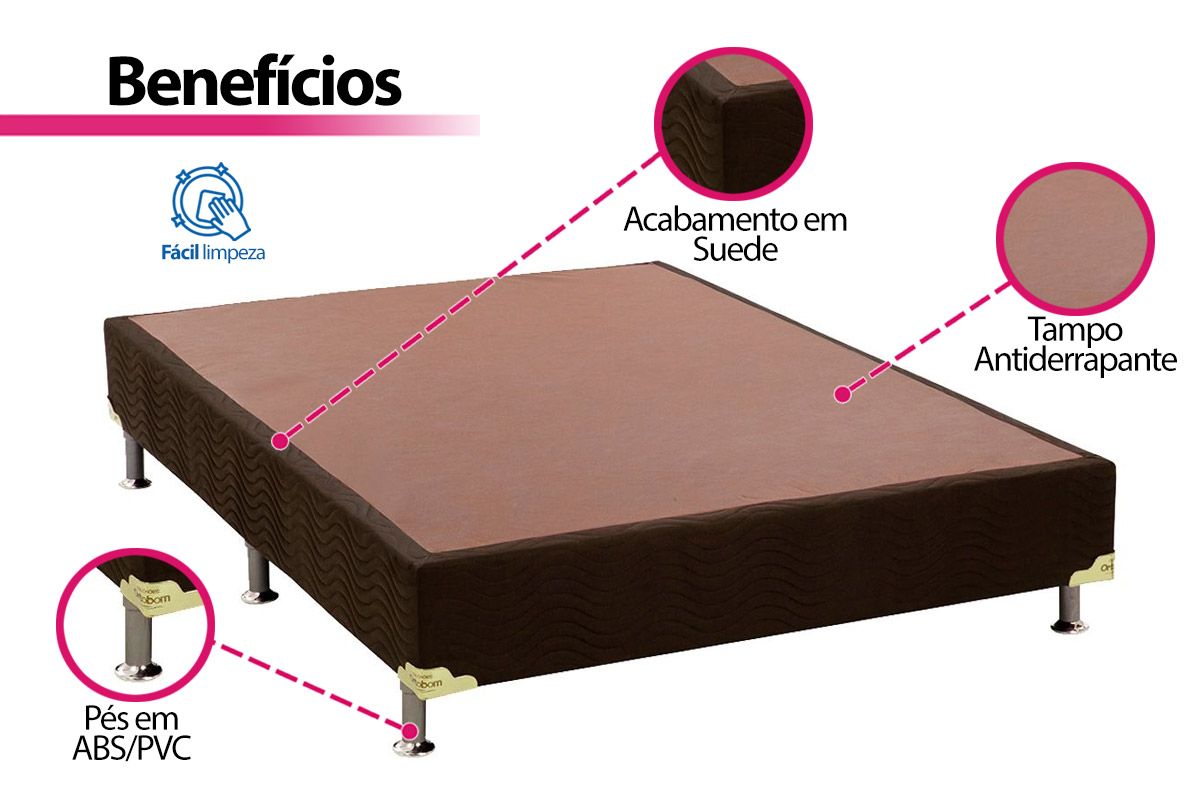 Cama Box Ortobom Suede Brown Cama Box Ortobom Suede Brown