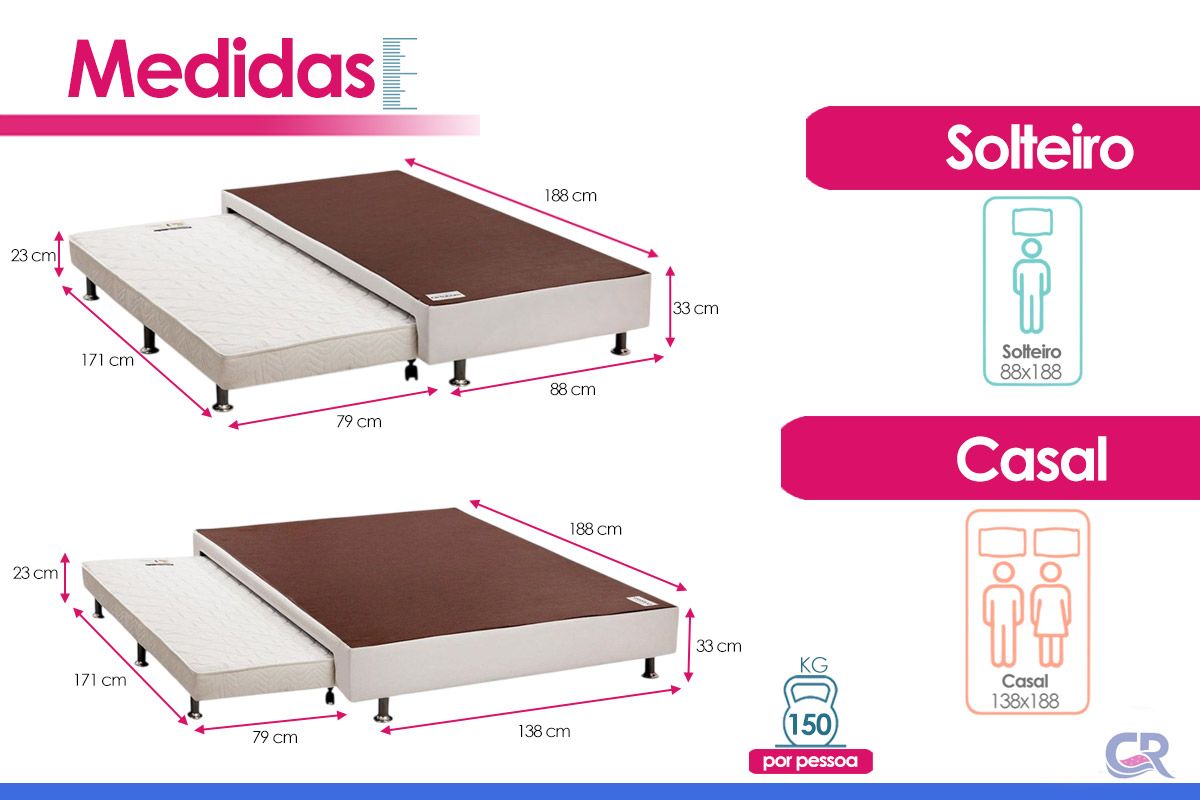 Cama Box c/Auxiliar Ortobom Corano White
