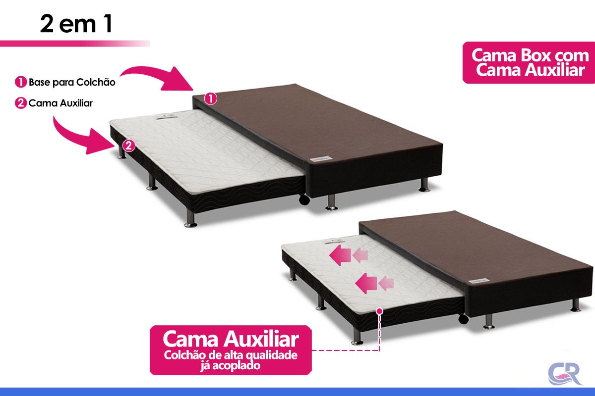 Cama Box c/Auxiliar Ortobom Corano Black