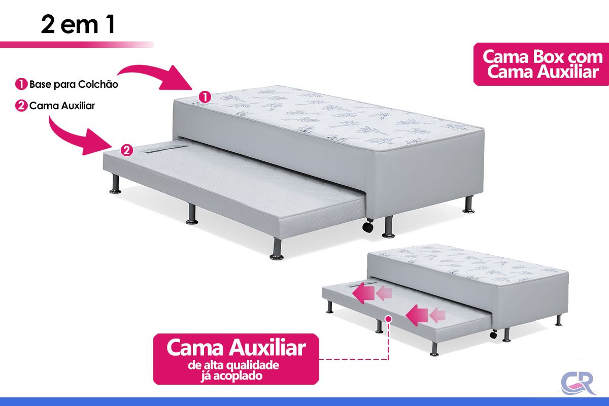 Cama Box c/Aux CRC +Colchão Bianco Ortobom