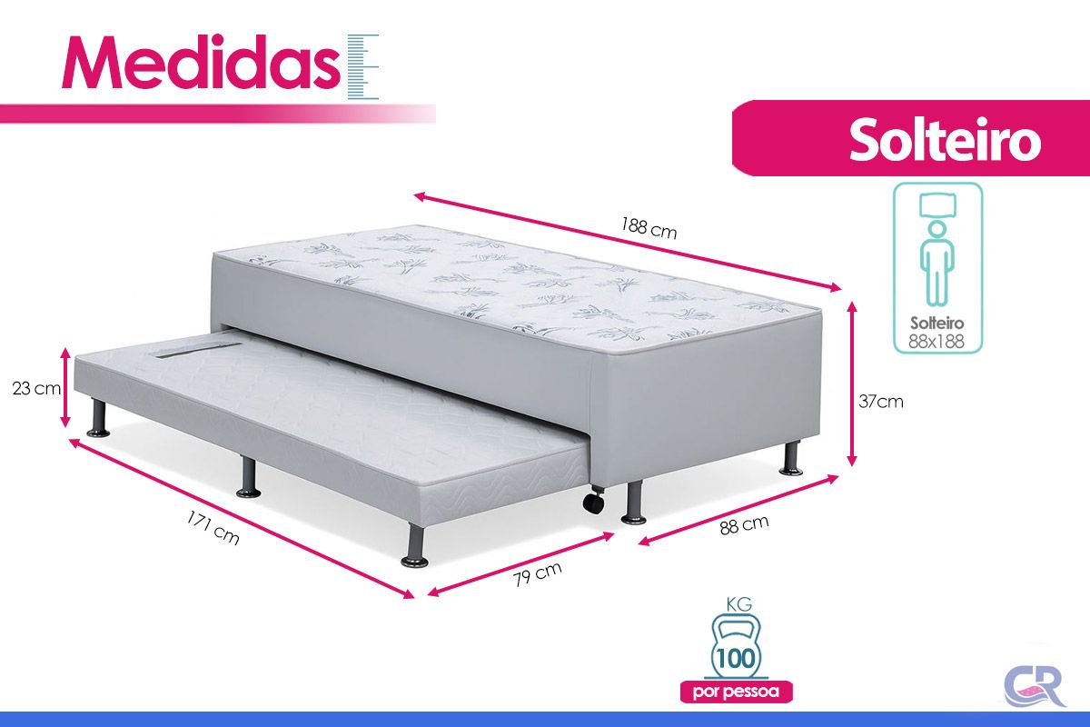 Cama Box c/Aux CRC +Colchão Bianco Ortobom