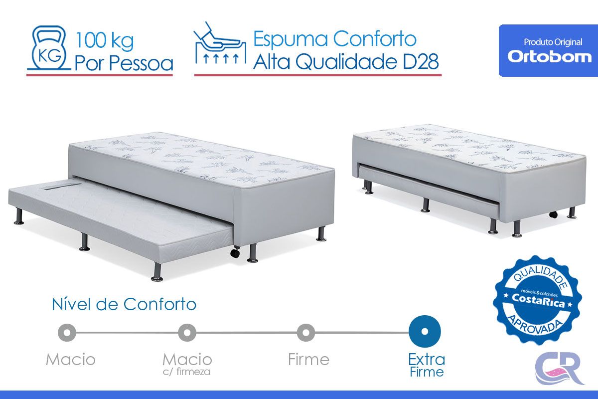 Cama Box c/Aux CRC +Colchão Bianco Ortobom