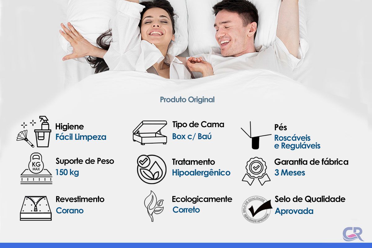 Cama Box Baú c/Auxiliar Ortobom Corano Black