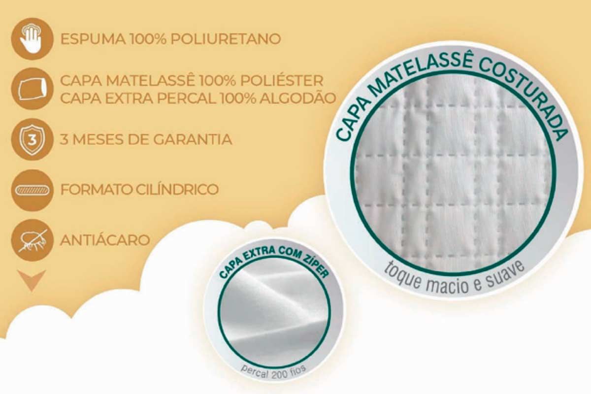 Travesseiro Espuma Alpino de Corpo 200Fios Duoflex Travesseiro Espuma Alpino de Corpo 200Fios Duoflex