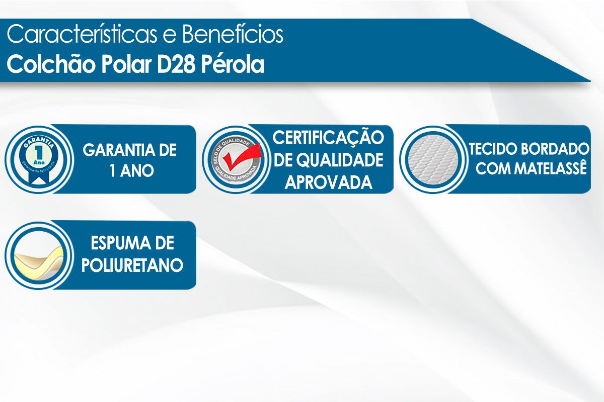 Colchão D28 Polar Pérola Dupla Face Colchão D28 Polar Pérola Dupla Face
