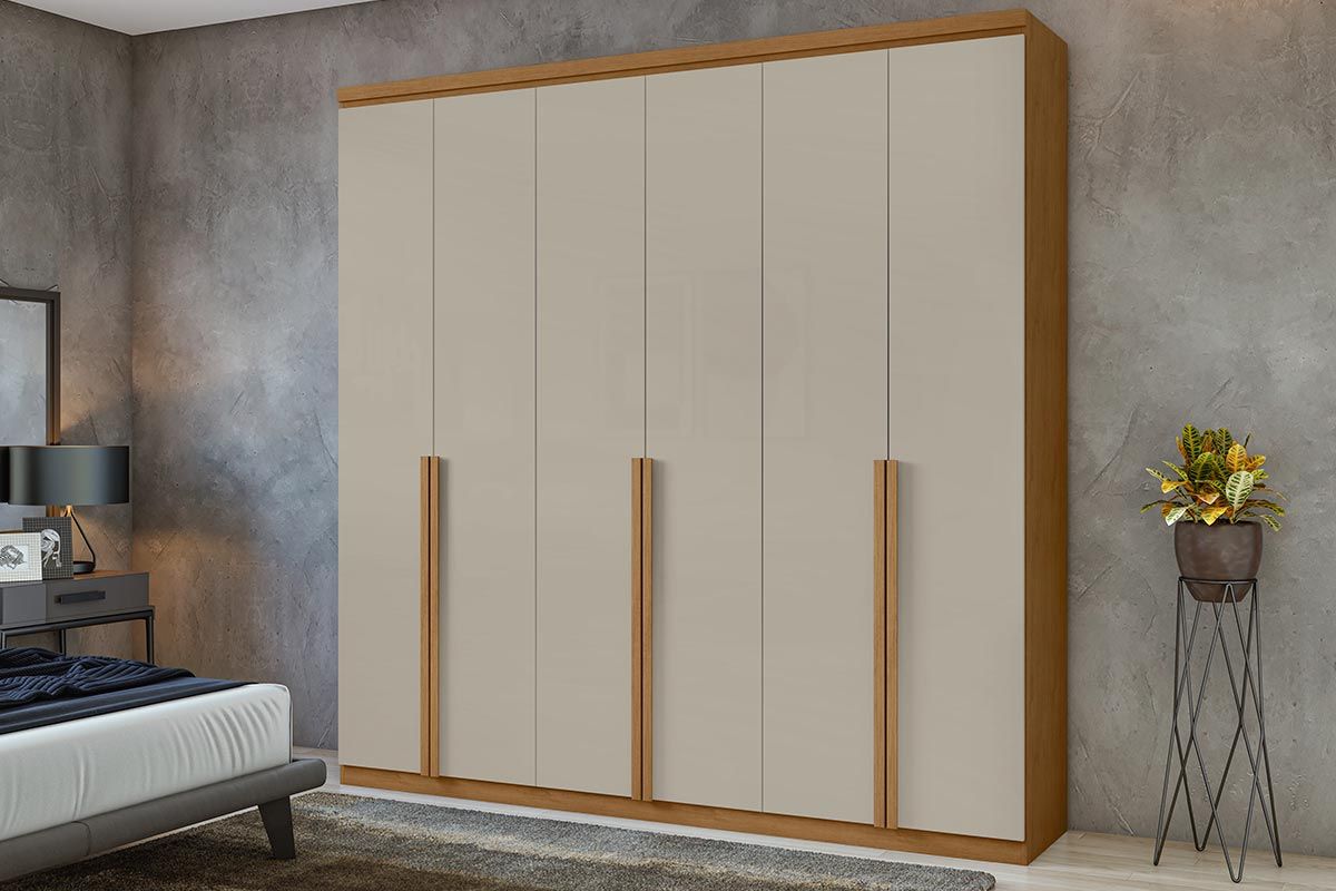 Guarda Roupa Casal 6 Portas e 4 Gavetas Alonzo New LopasAmêndoa/Off White Guarda Roupa Casal 6 Portas e 4 Gavetas Alonzo New LopasAmêndoa/Off White