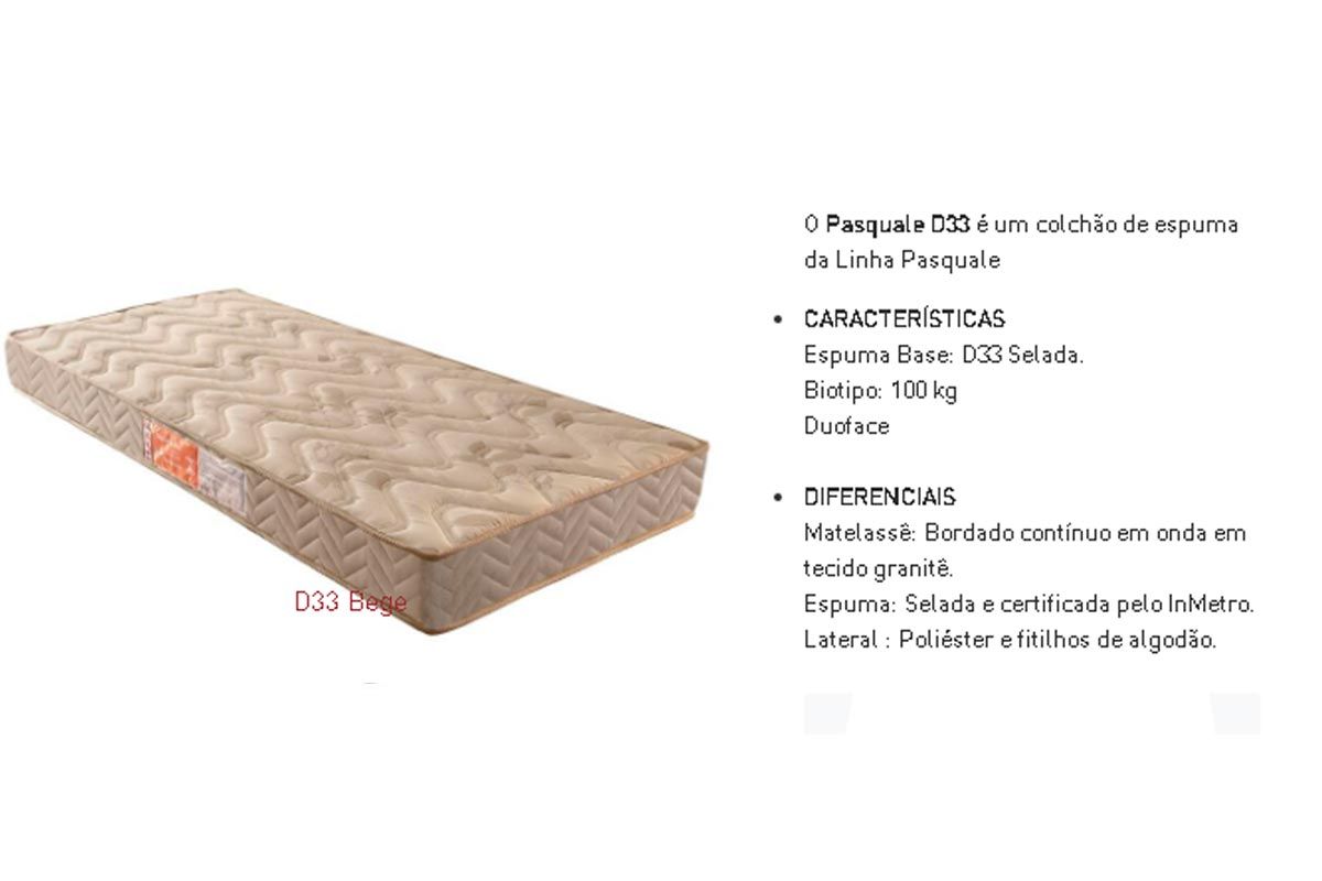Cama Box CRC +Colchão Espuma D33 Pasquale Paropas