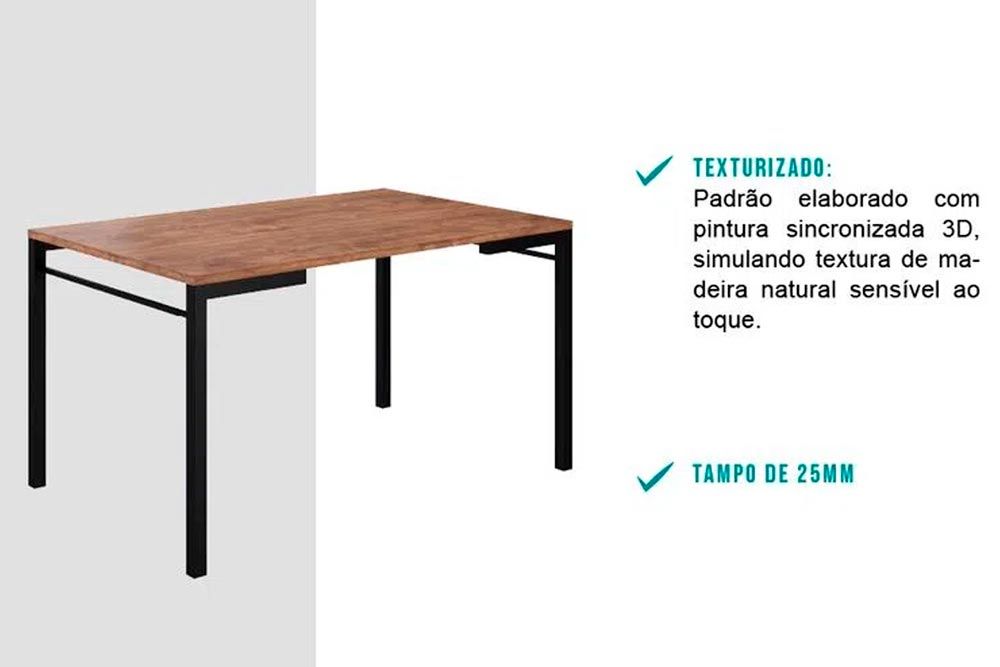 Mesa Jantar 1526 Aço c/Tampo Madeirado 136cm Carraro Mesa Jantar 1526 Aço c/Tampo Madeirado 136cm Carraro