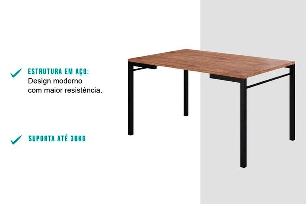 Mesa Jantar 1526 Aço c/Tampo Madeirado 136cm Carraro Mesa Jantar 1526 Aço c/Tampo Madeirado 136cm Carraro