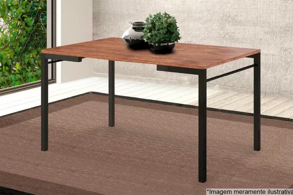 Mesa Jantar 1526 Aço c/Tampo Madeirado 136cm Carraro Mesa Jantar 1526 Aço c/Tampo Madeirado 136cm Carraro