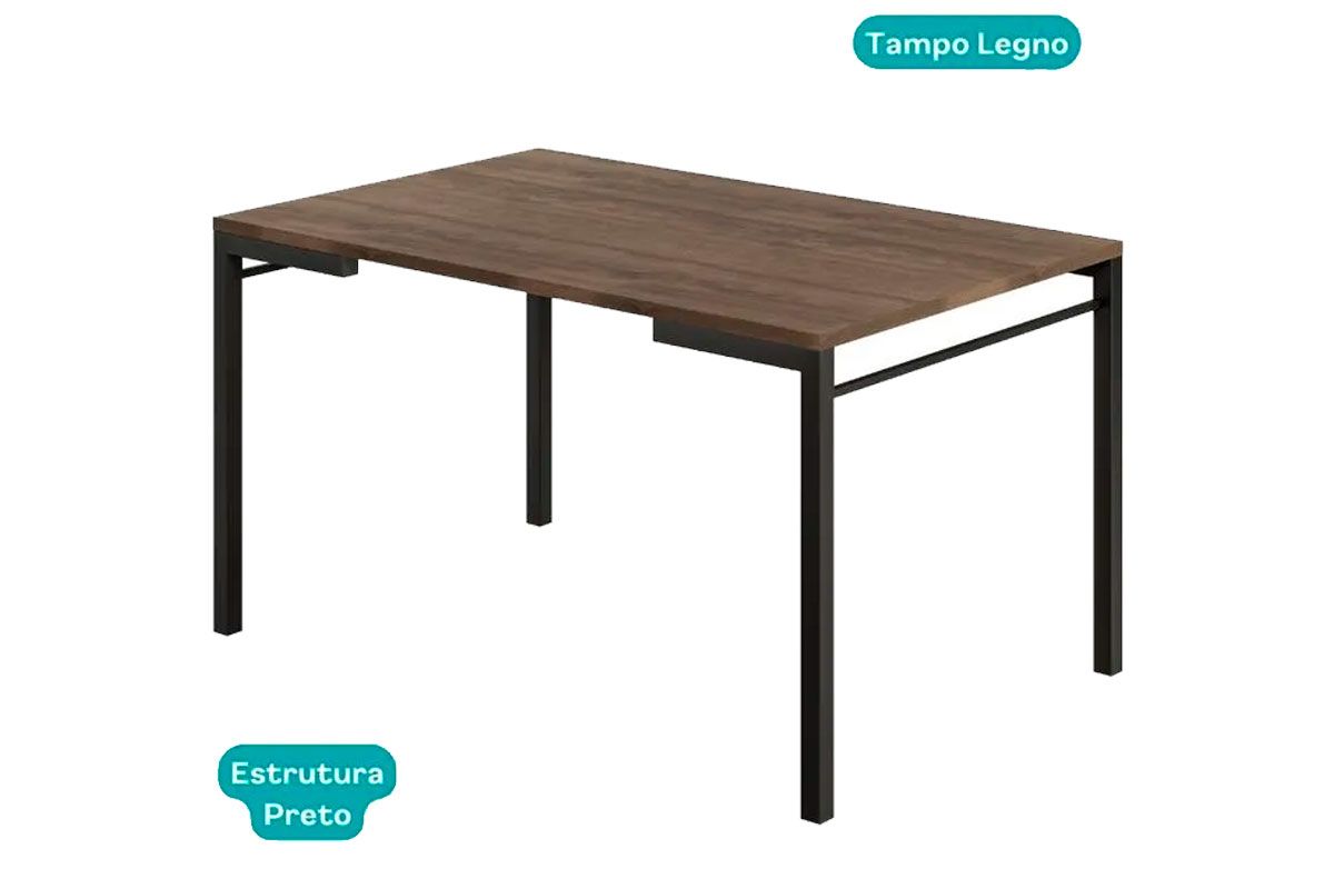 Mesa Jantar 1526 Aço c/Tampo Madeirado 136cm Carraro Mesa Jantar 1526 Aço c/Tampo Madeirado 136cm Carraro