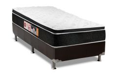 Cama Box Filhão +Colchão Espuma D33 Black White Castor