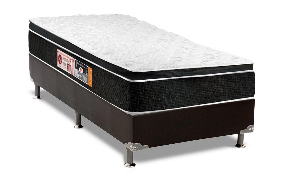 Cama Box CRC +Colchão Espuma D33 Black White Castor