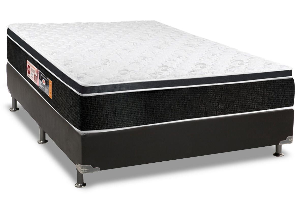Cama Box CRC +Colchão Espuma D33 Black White Castor