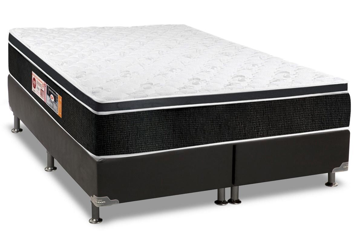 Cama Box CRC +Colchão Espuma D33 Black White Castor