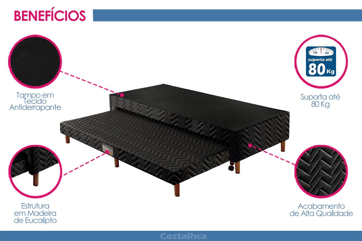 Cama Box c/Auxiliar Paropas Sommier Black Cama Box c/Auxiliar Paropas Sommier Black