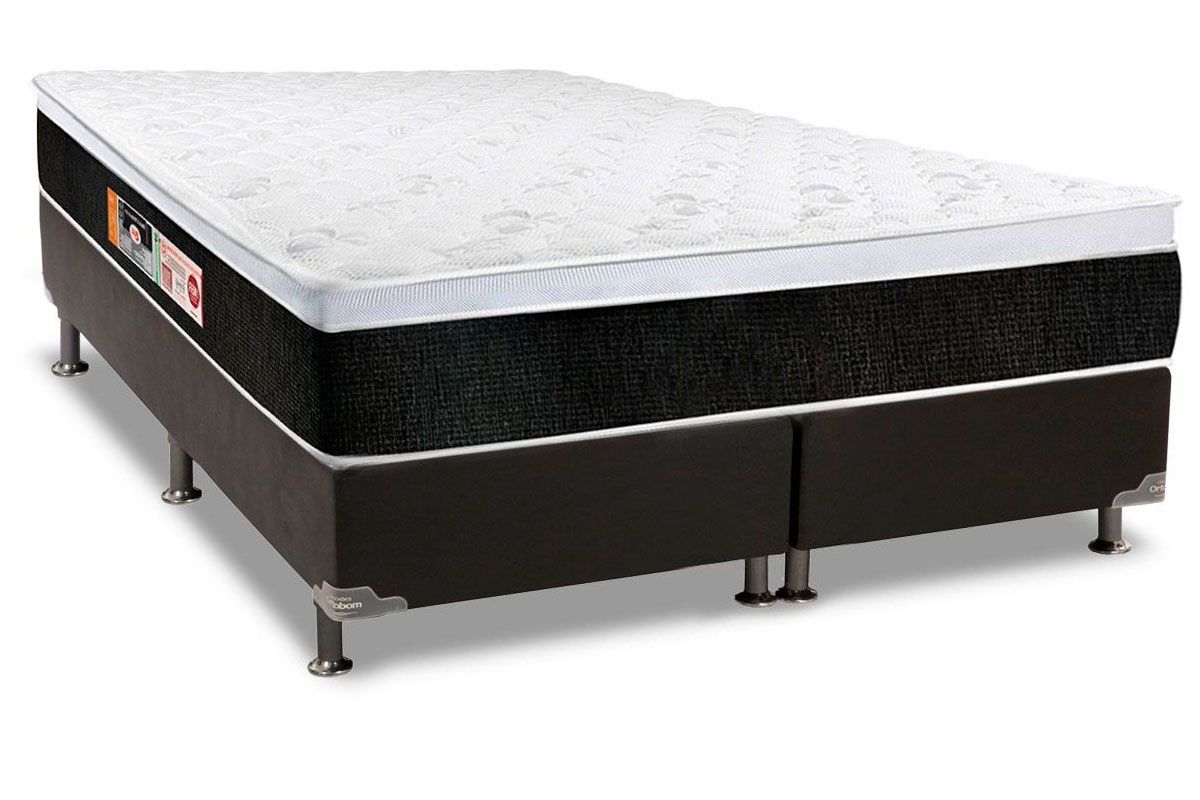Cama Box CRC +Colchão Espuma D45 Black White Castor