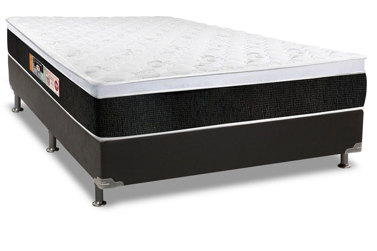 Cama Box CRC +Colchão Espuma D45 Black White Castor