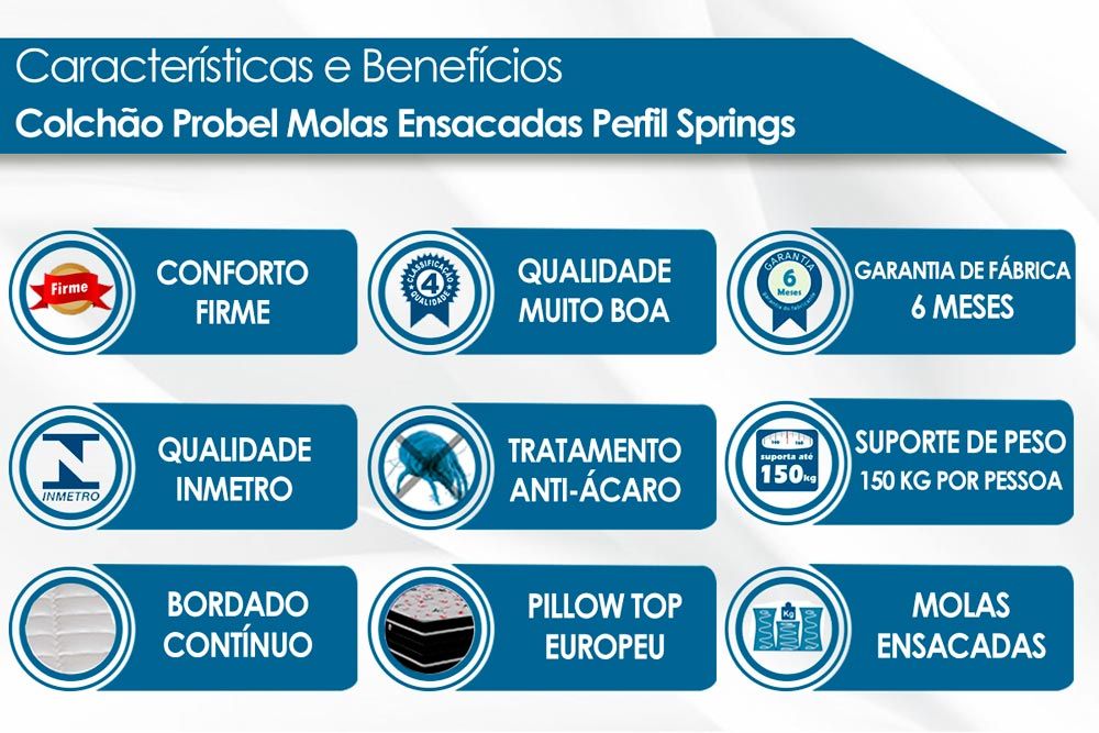 Cama Box CRC +Colchão Molas Springs Plus Probel