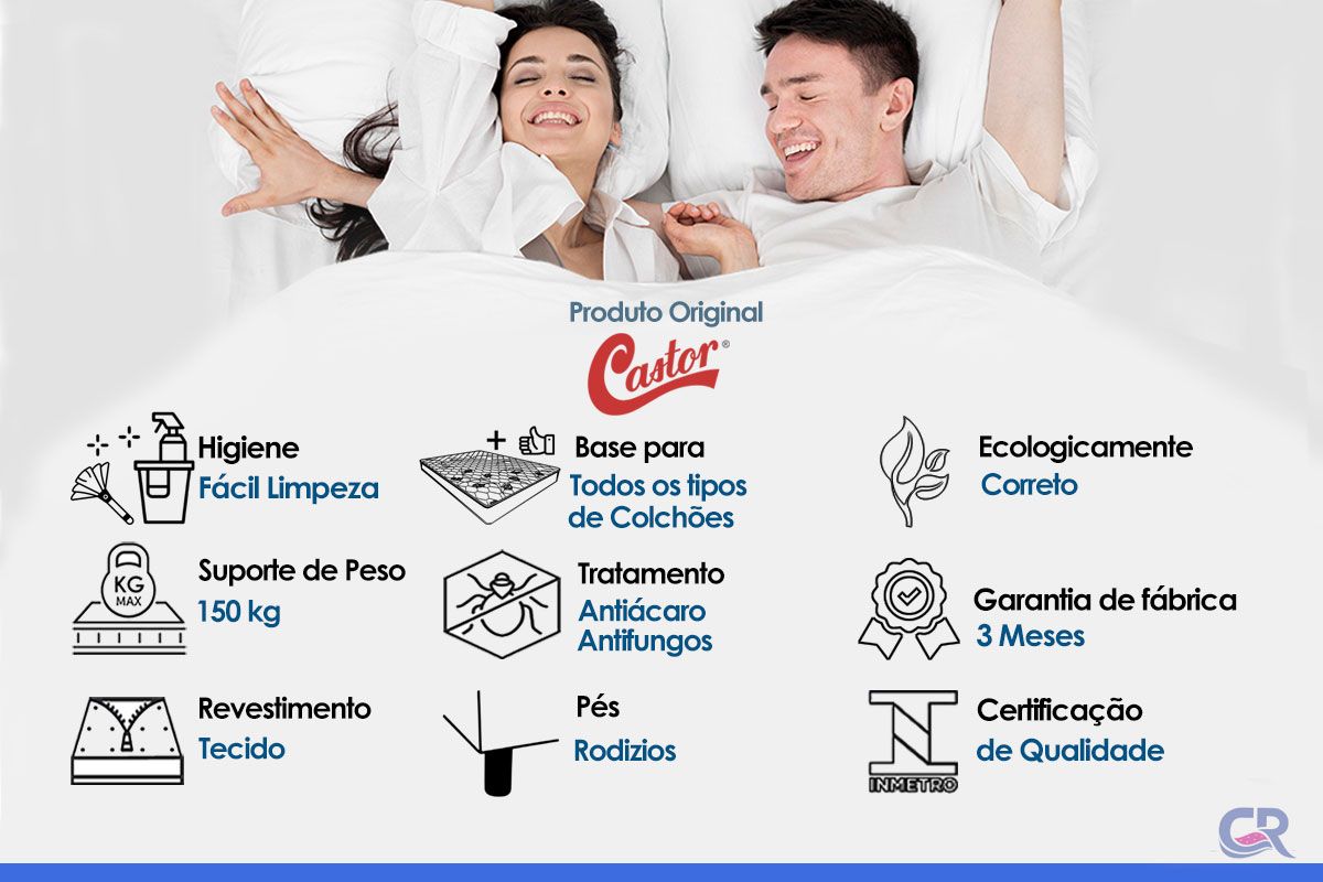 Cama Box Castor Poli Blue Cama Box Castor Poli Blue
