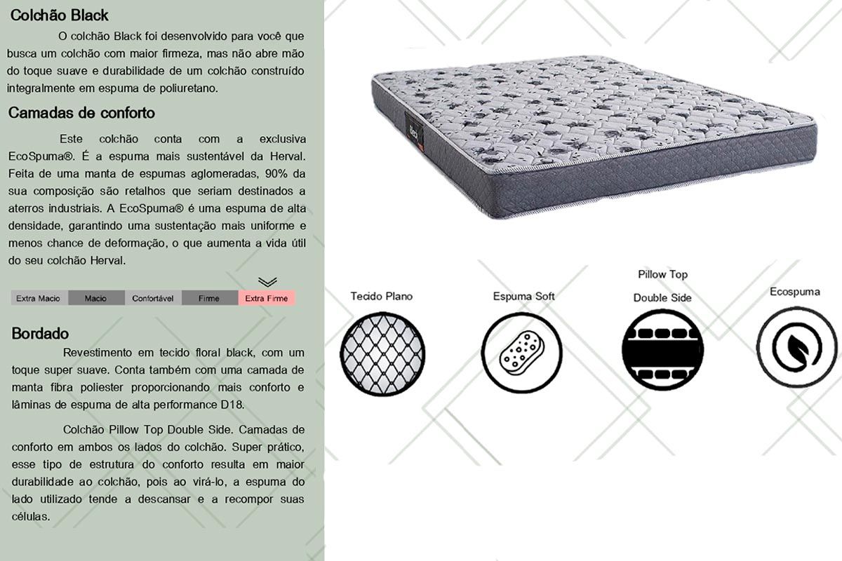 Colchão Ortopédico Herval D65 Black Colchão Ortopédico Herval D65 Black