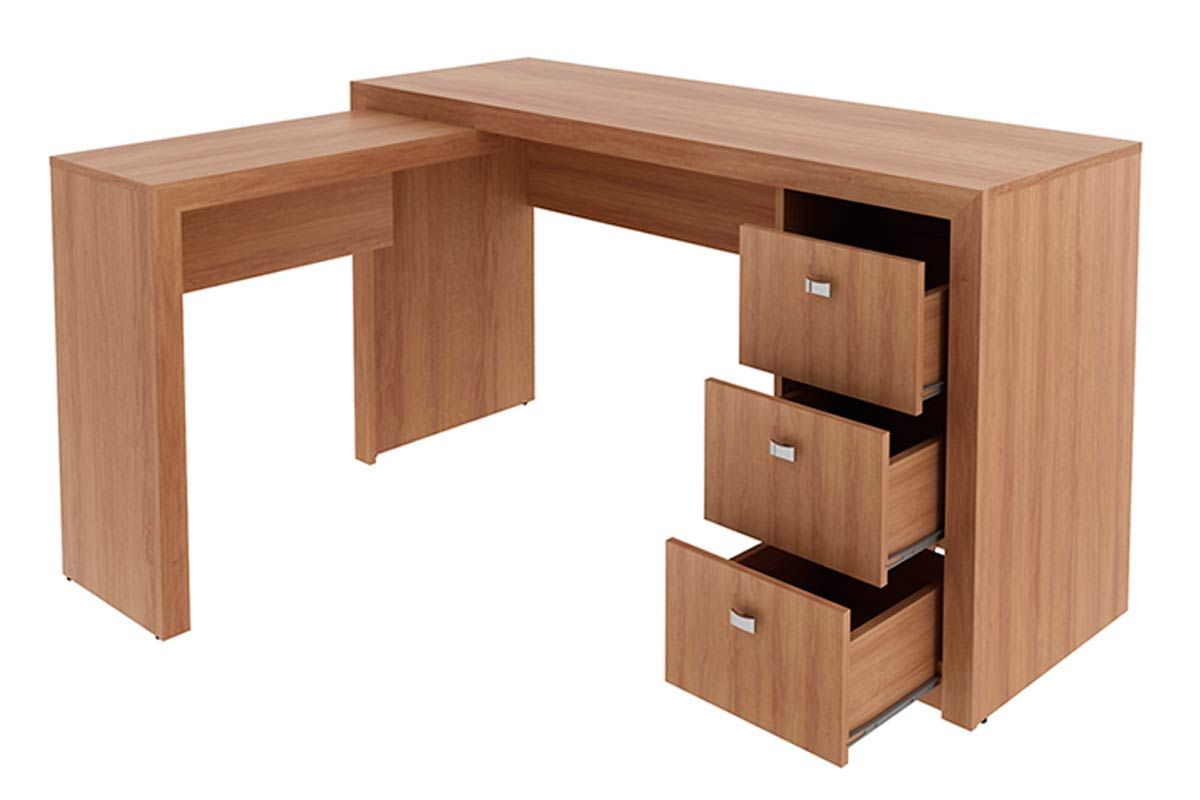 Mesa de Escritório Canto ME4101 c/3 Gavetas Tecno Mobili