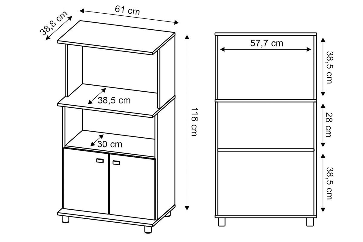 Balcão Multiuso Cozinha Tecno Mobili BL3301 c/2 Portas e 2 Nichos 60cm Balcão Multiuso Cozinha Tecno Mobili BL3301 c/2 Portas e 2 Nichos 60cm