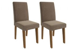 Cadeira Jantar Milena Kit 2 Un Cimol - Savana-Nature/Suede Pluma-Joli Capuccino